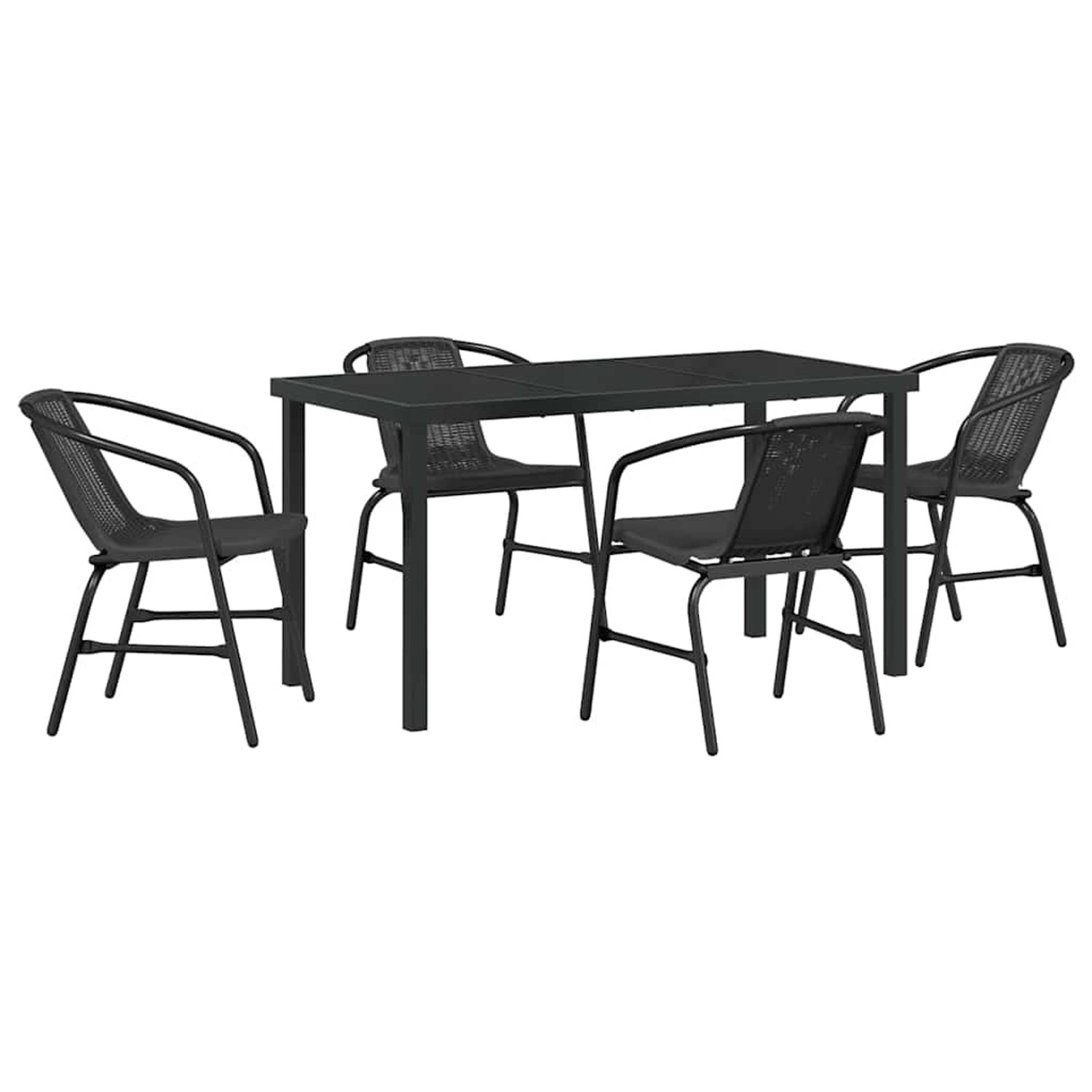 vidaXL Garten Essgruppe 5-Tlg Schwarz Poly Rattan 3379382 günstig online kaufen