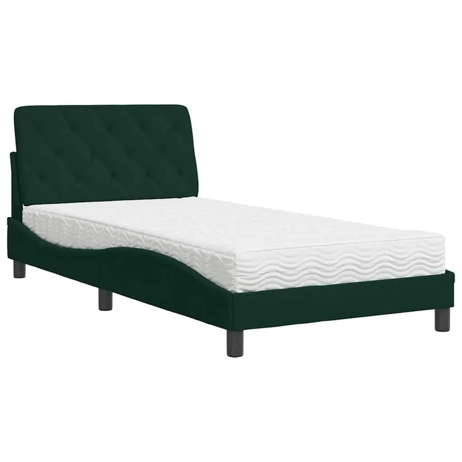 vidaXL Bett mit Matratze Dunkelgrün 100x200 cm Samt 3208643