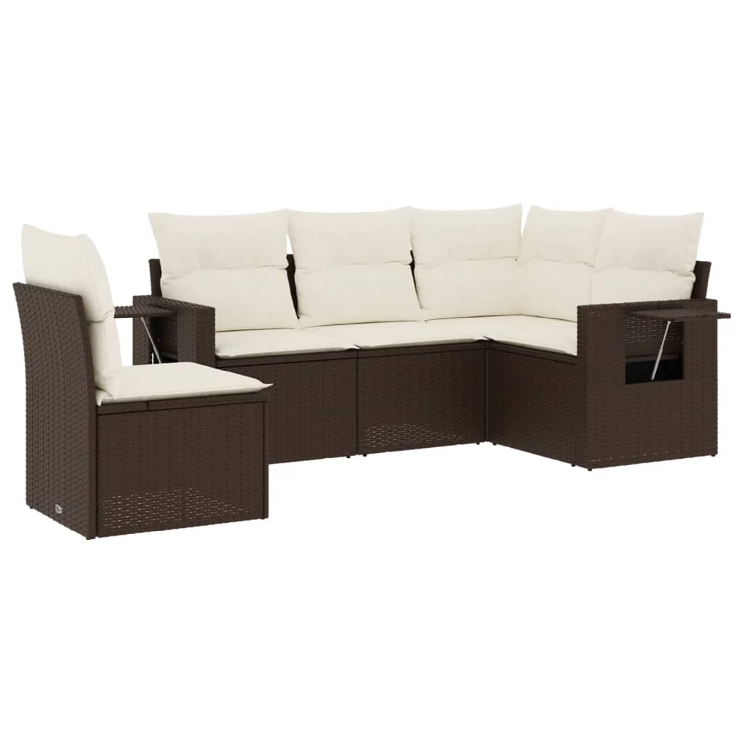 vidaXL 5-Tlg Garten-Sofagarnitur mit Kissen Braun Poly Rattan 3252510 günstig online kaufen