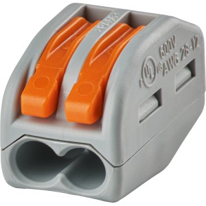 Wago Verbindungsklemme, 2-polig, grau-orange, für Leiter bis 4 mm², 50 Stück.