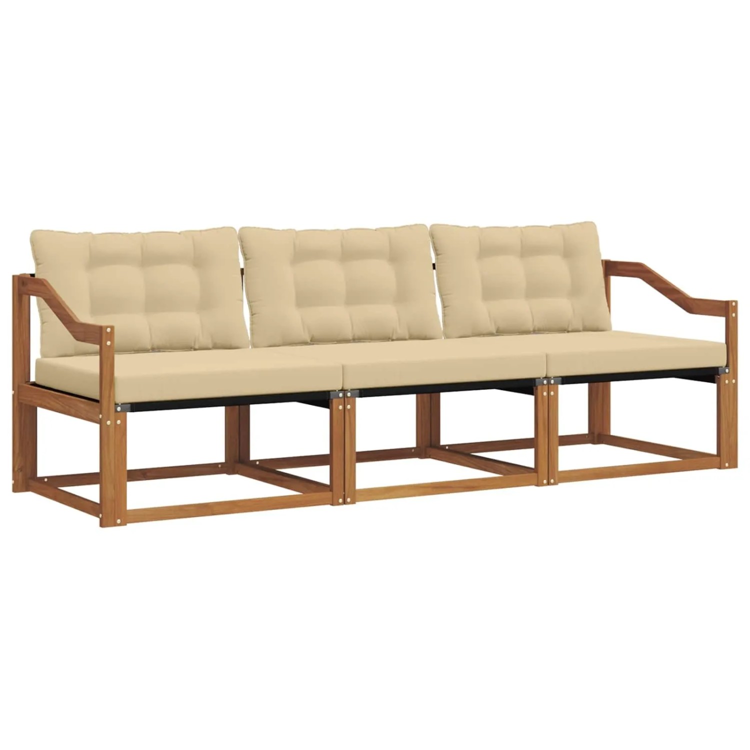 vidaXL Outdoor-Sofagarnitur mit Kissen 3-Tlg Natur und Beige 3369156