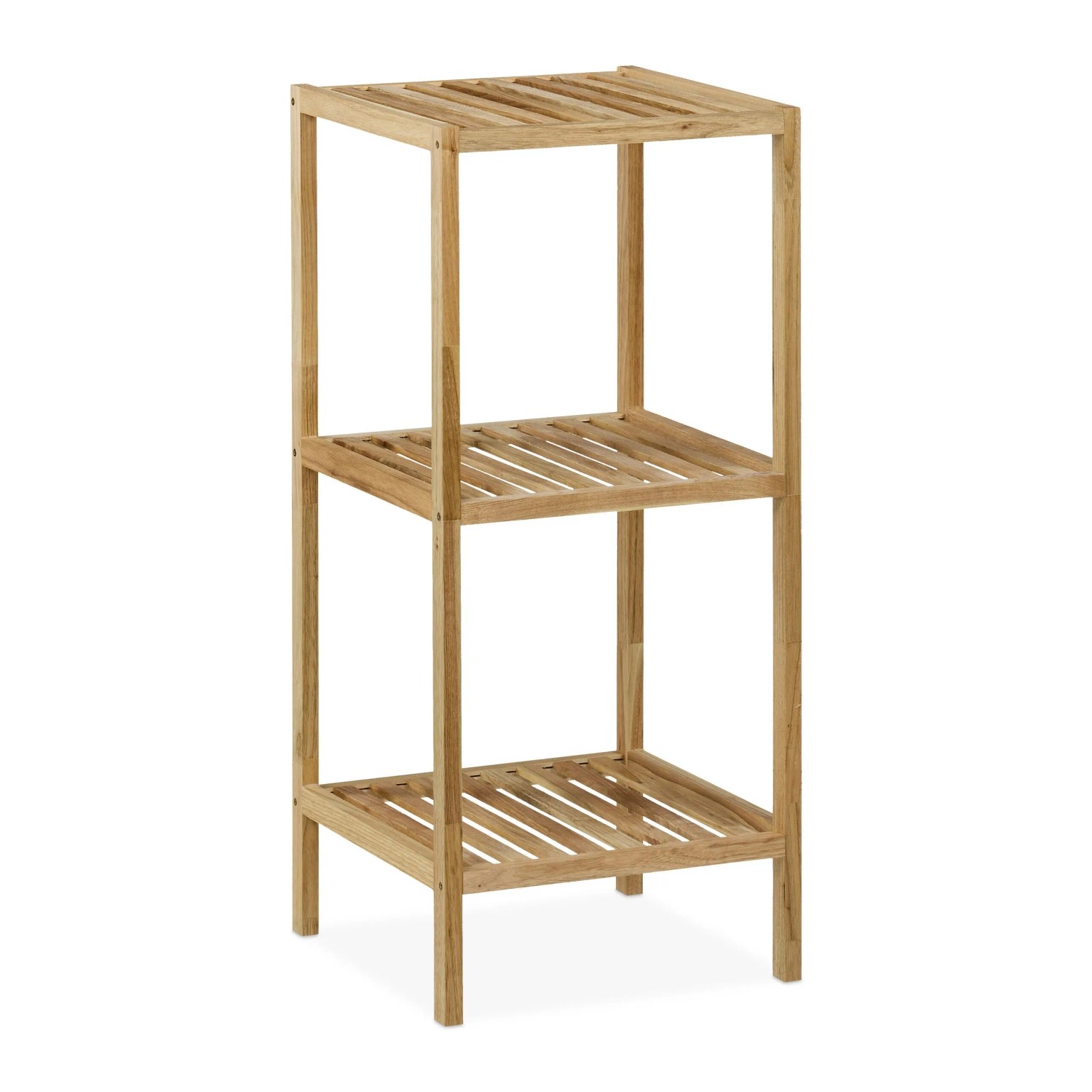 Relaxdays Badregal Walnussholz Natur Offene Ablagen 80 cm x 35,5 cm x 35,5 cm