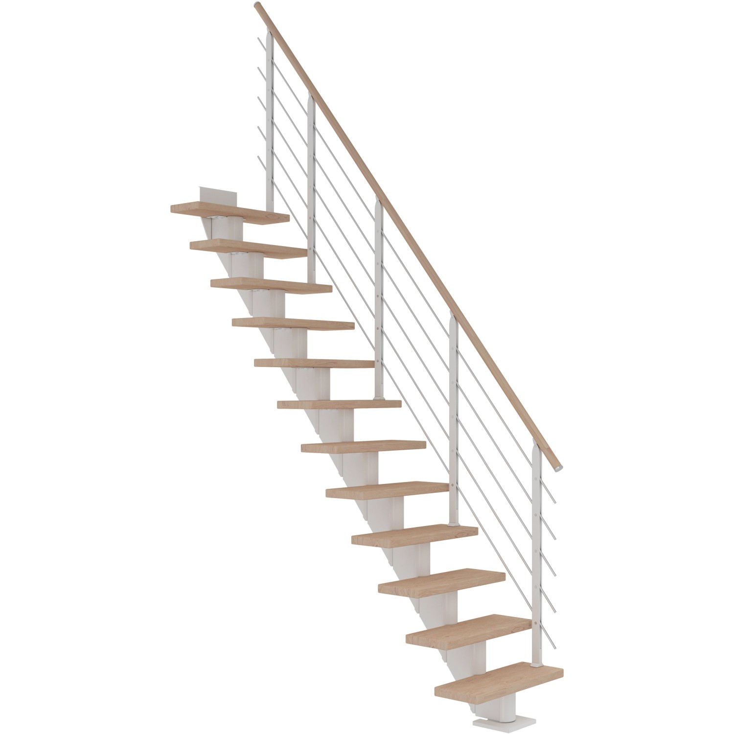 Dolle Mittelholmtreppe Frankfurt Eiche Weiß  GH bis 258 cm Gerade 75 cm FSC günstig online kaufen