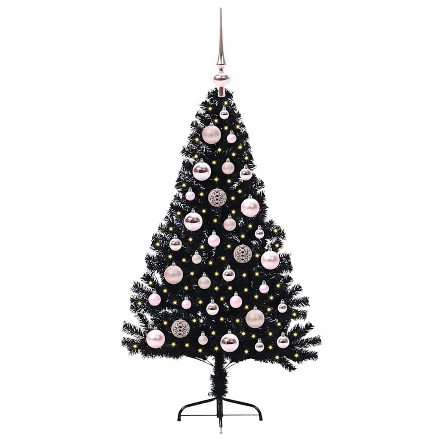 vidaXL Künstlicher Vorbeleuchteter Weihnachtsbaum Schwarz 120 cm PVC 3397117