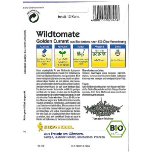 Samentüte Kiepenkerl Wildtomate Golden Currant mit gelben Tomaten.