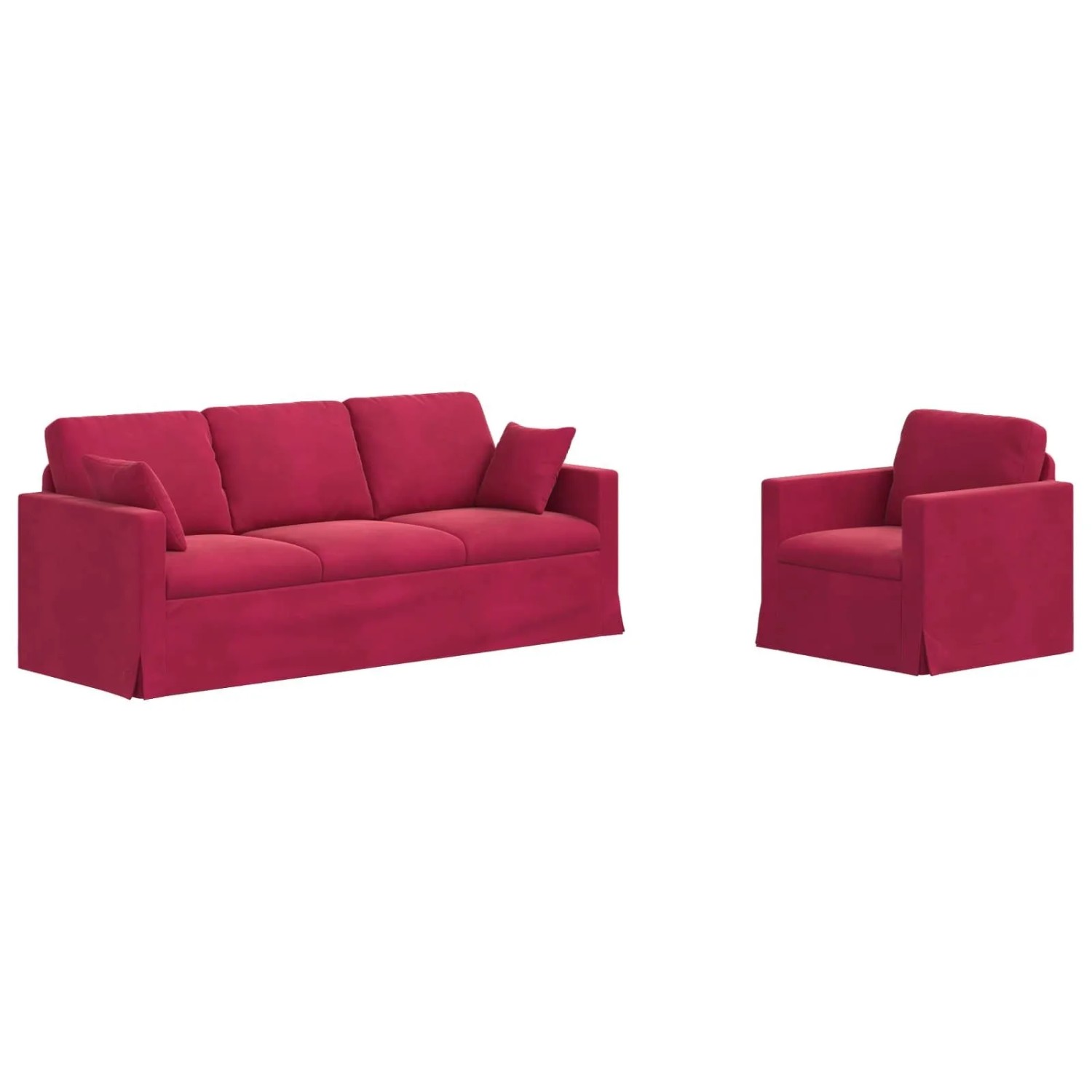 vidaXL Sofa 2-Tlg Weinrot 198 x 78 x 80 cm Samt 3407600