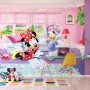 Disney Fototapete mit Minnie Maus und Daisy Duck im Kinderzimmer, rosa, rot und lila, 360x270 cm.