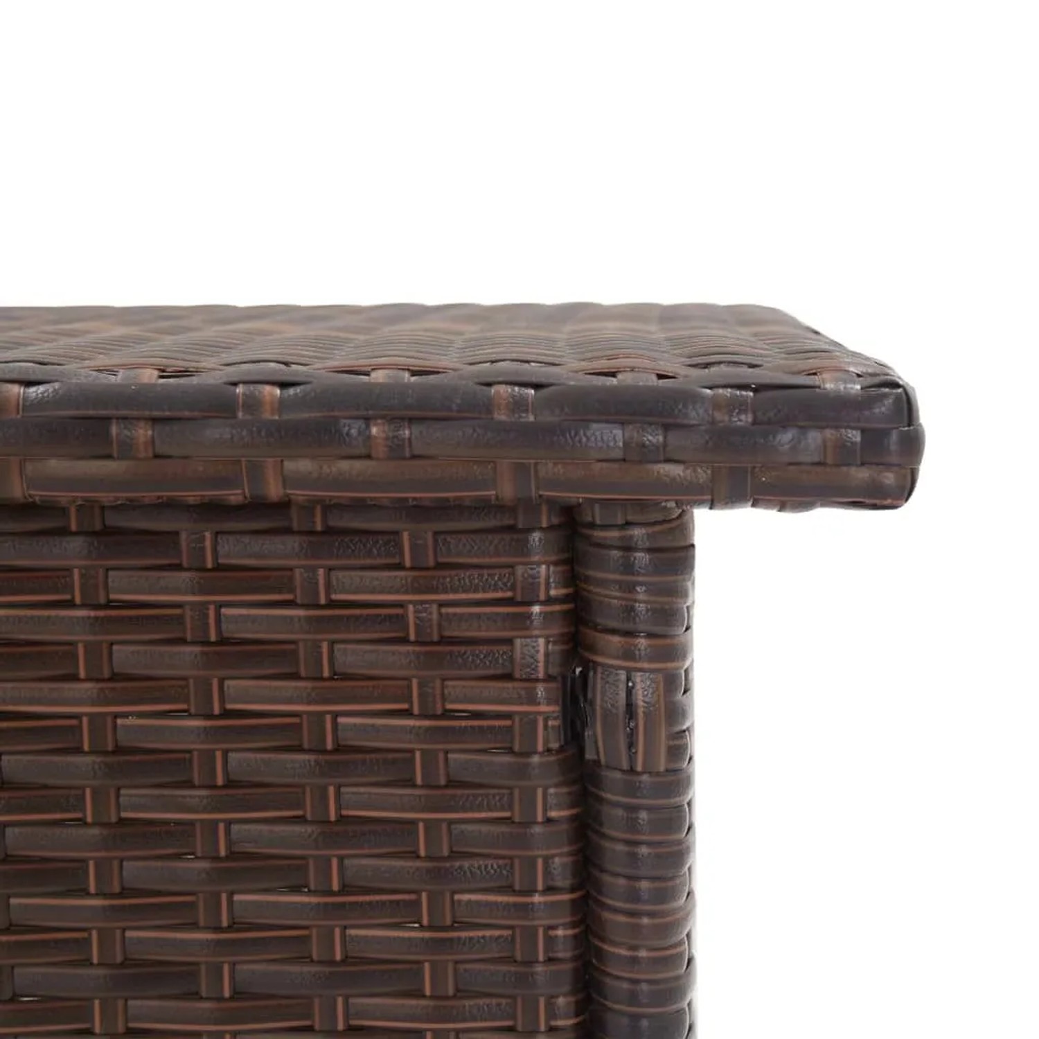 Detailansicht: Brauner Furnicato Beistelltisch aus Poly Rattan, Gartentisch für Terrasse und Garten.