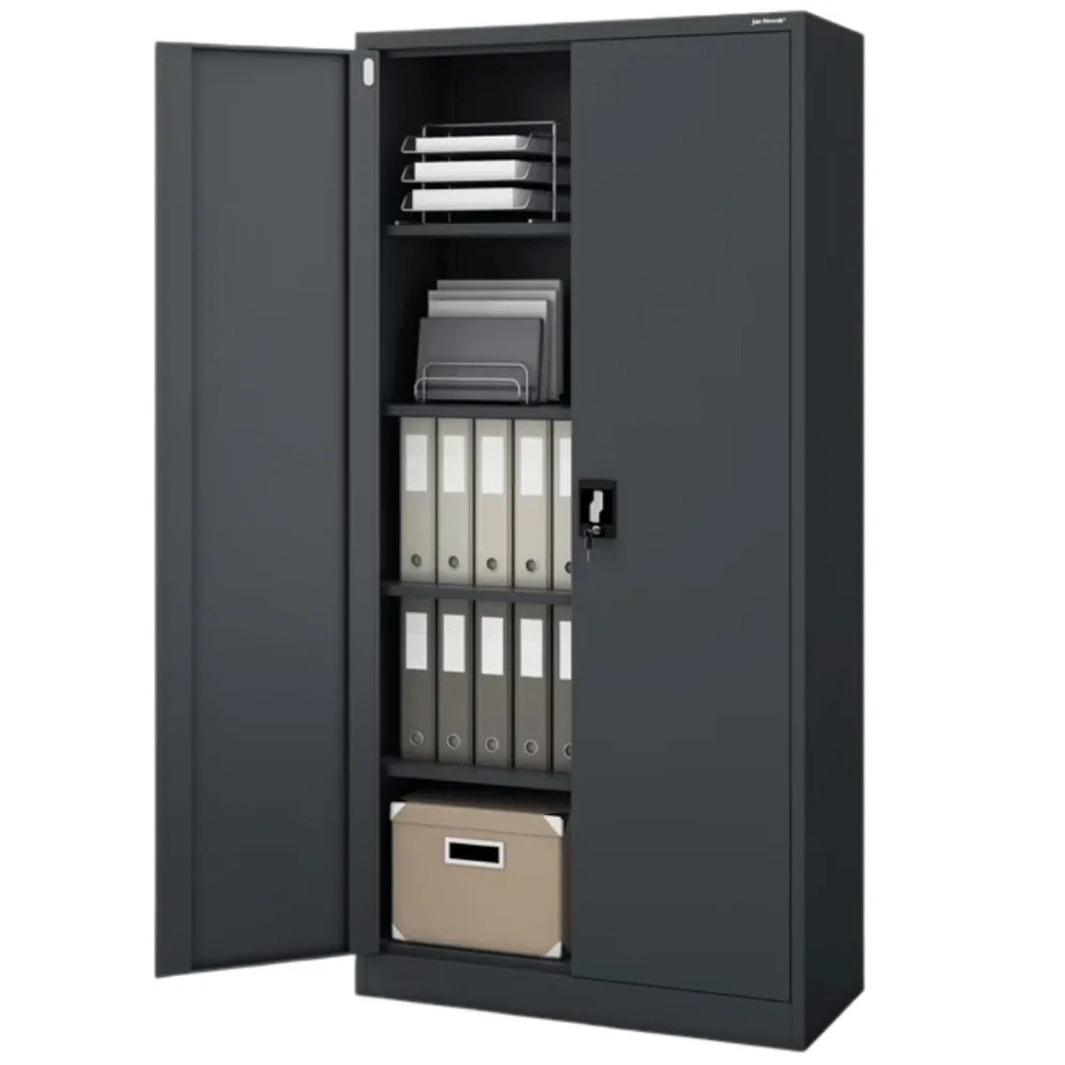 JAN NOWAK Aktenschrank Abschließbar JAN mit Flügeltüren 195 x 90 x 40 cm Anthrazit