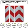 UvV Kfz-Warnmarkierung, magnetisch, 4 Streifen (141x564mm) gemäß DIN 30710.