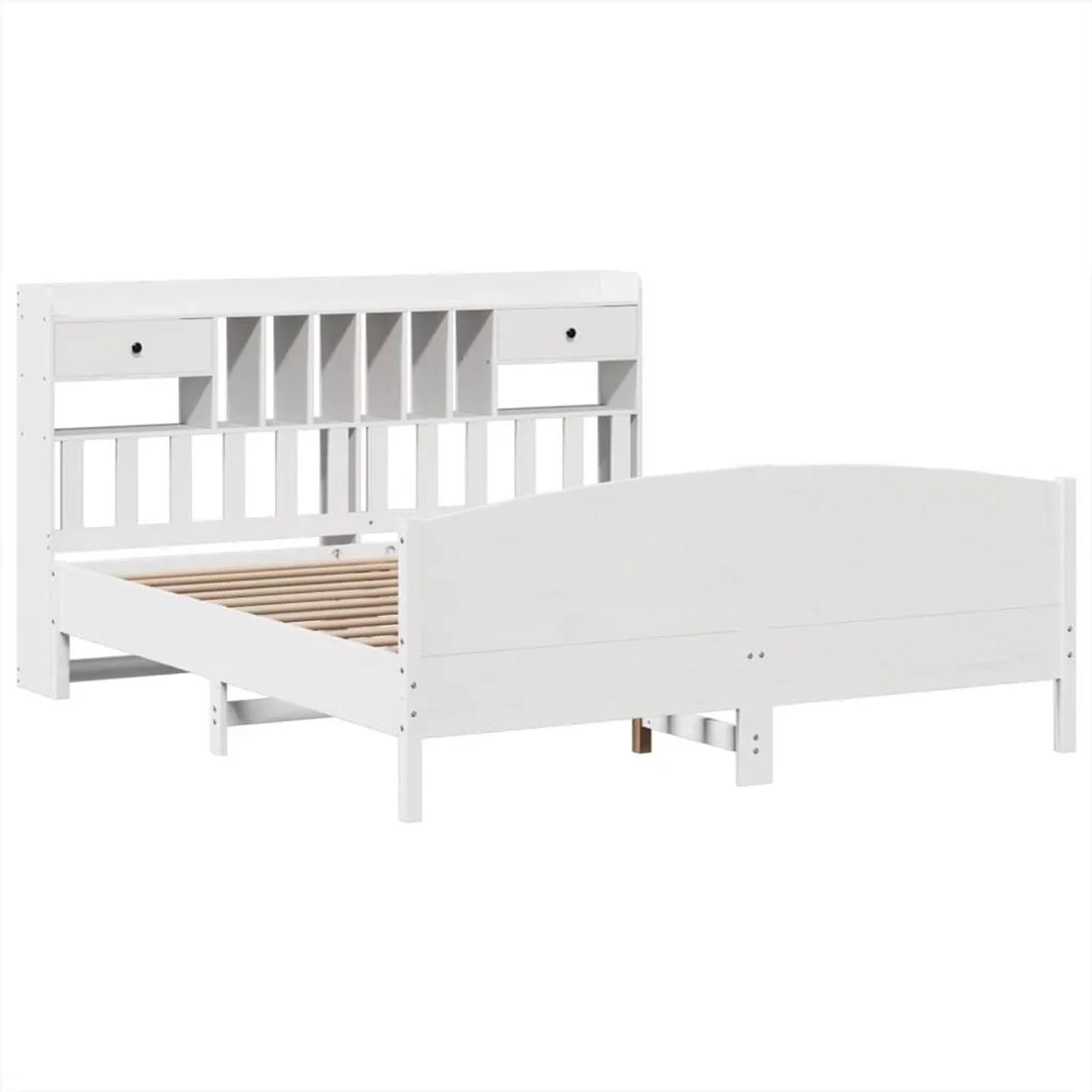 vidaXL Massivholzbett mit Regal ohne Matratze Weiß 180x200 cm Kiefer 332313 günstig online kaufen