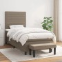 Boxspringbett Taupe 100x200 cm mit Matratze und Bank. Stoffbezogenes Bett mit hohem Kopfteil.