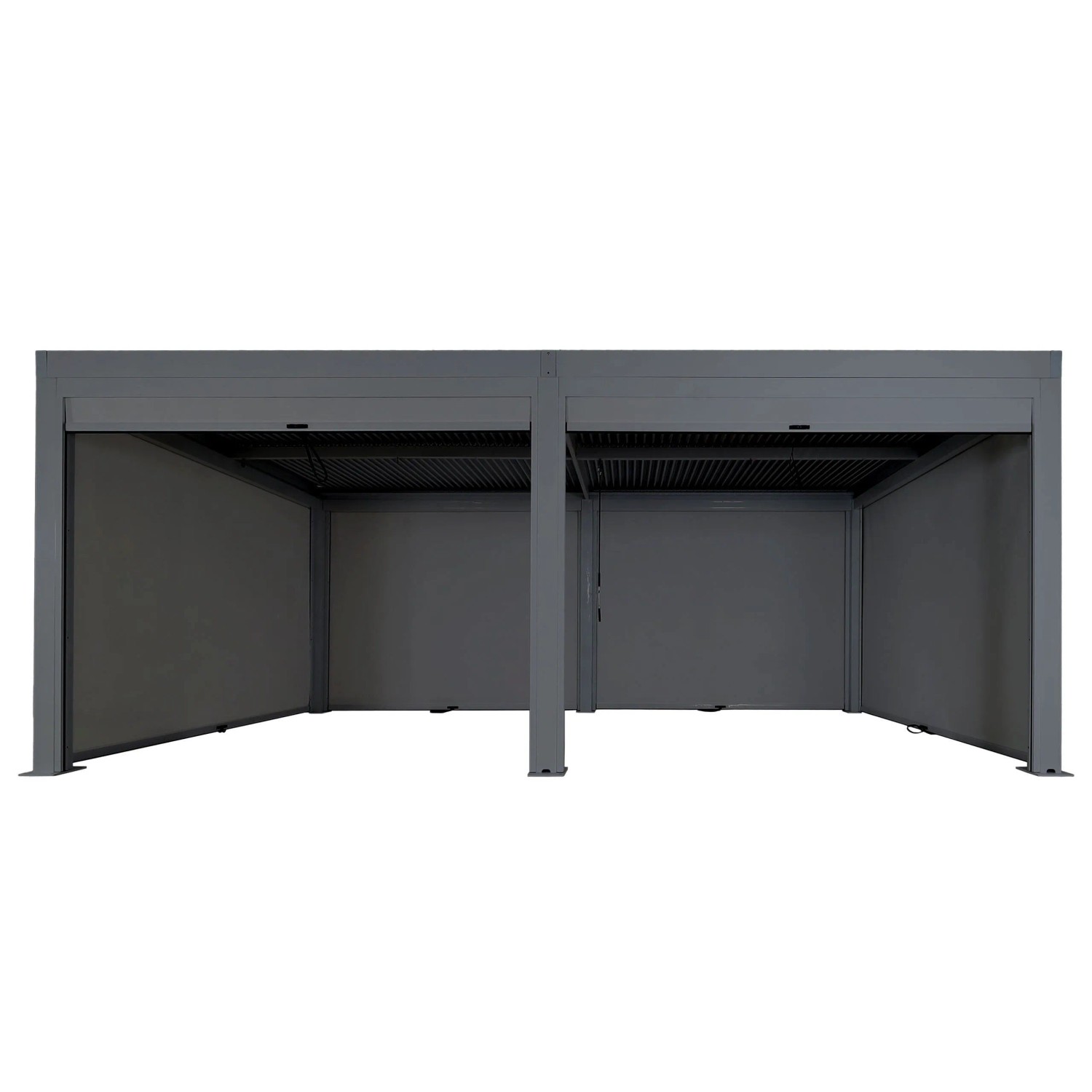 BERLINLODGE Pergola Mit 6x Seitenwand HxBxT 220x600x300cm Gartenpavillon Lamellen-Pavillon Rollo Anthrazit 11cm-Alu-Gestell Sturmfest