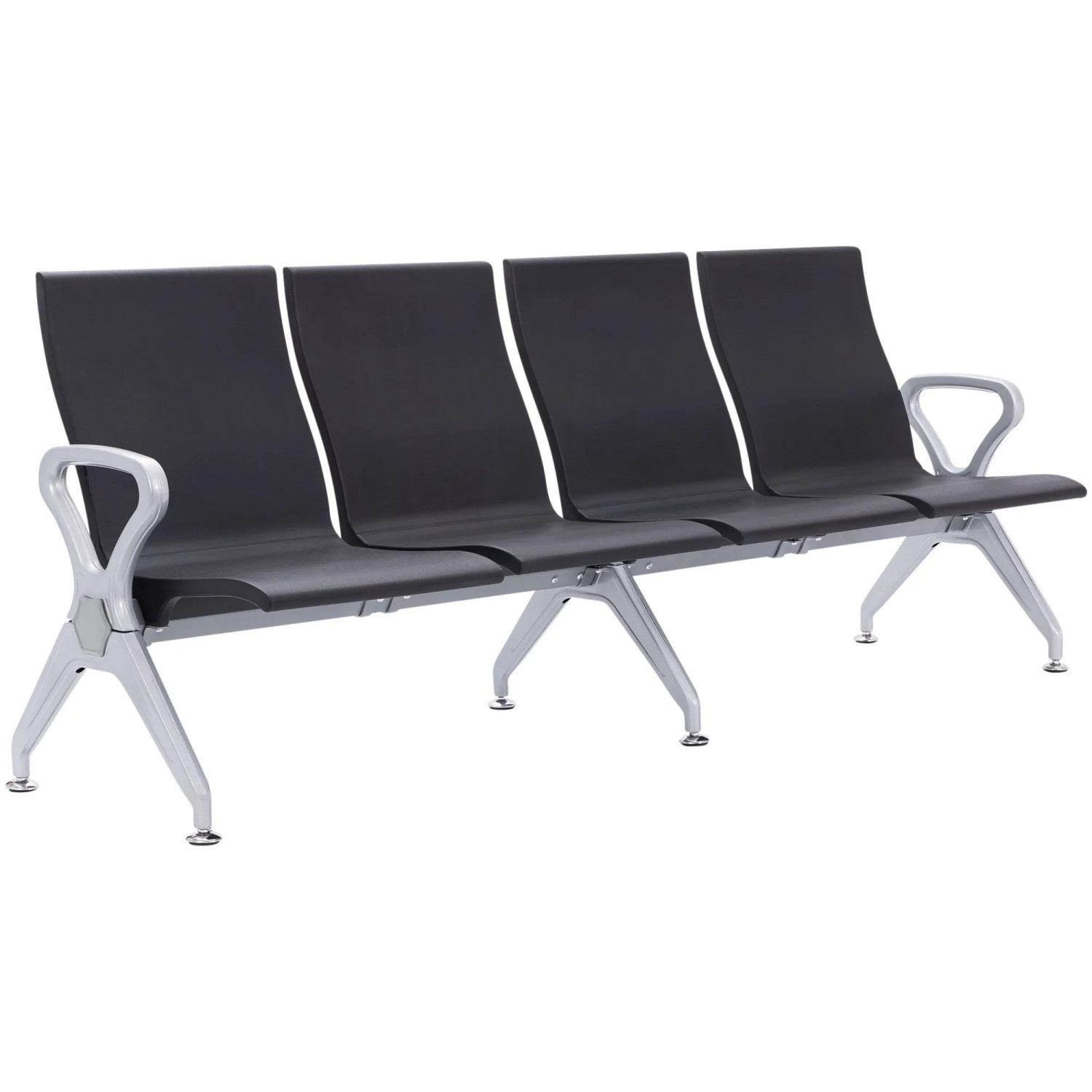 DELUKE Wartebank ERIK 4-Sitzer 228x59x89cm Kunststoff Schwarz Sitzbank Wartezimmer Airport-Bank