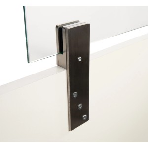 Thekenhalter aus Edelstahl für 6 mm ESG-Glas zur Montage an einer Theke.