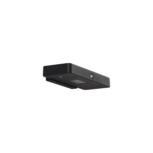 Moderne, dimmbare Lucande LED Solar-Wandleuchte Tavon in Schwarz mit Bewegungsmelder für den Außenbereich.