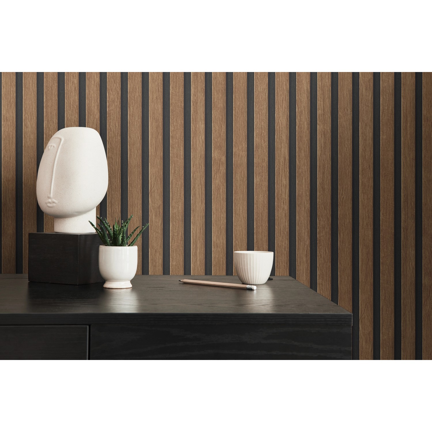 A.S. Création Vliestapete Holzpaneele in Braun-Schwarz mit Holzoptik für eine moderne Wandgestaltung.