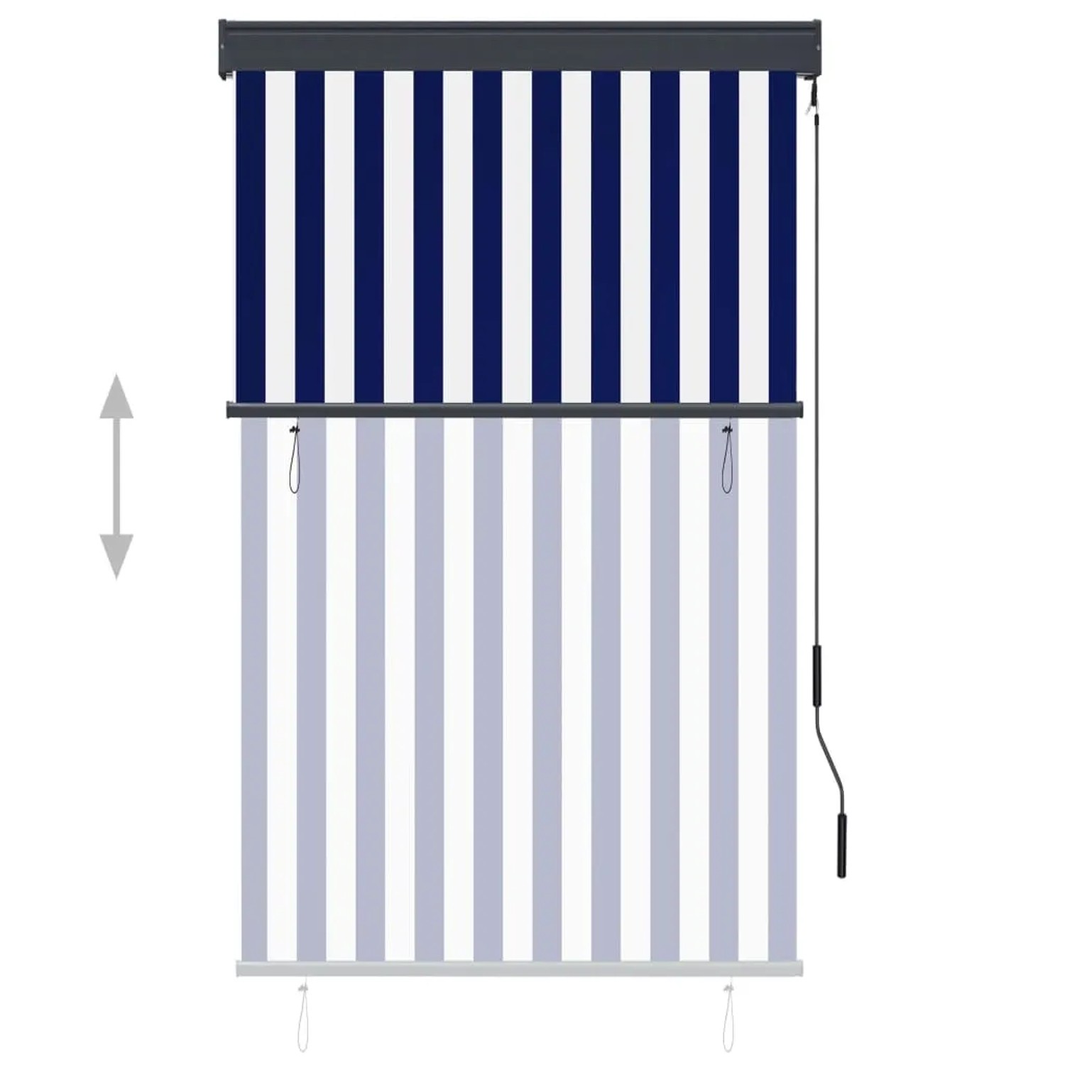 vidaXL Außenrollo, 100x250 cm, blau-weiß gestreift, mit Handkurbel für Balkon & Terrasse.
