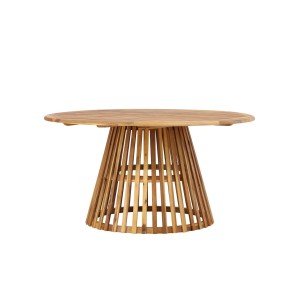 Runder ebuy24 Tucumán Gartentisch Ø150 in Natur mit offenem Holzfuß.