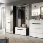 Inn.Furn Schuhkommode Cooper in Weiß und Grau, 120 cm breit. Schuhkipper mit Schubladen und Türen.