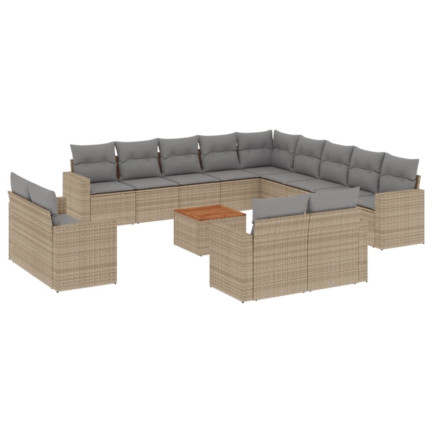 vidaXL 14-Tlg Garten-Sofagarnitur mit Kissen Beige Poly Rattan 3256731 günstig online kaufen