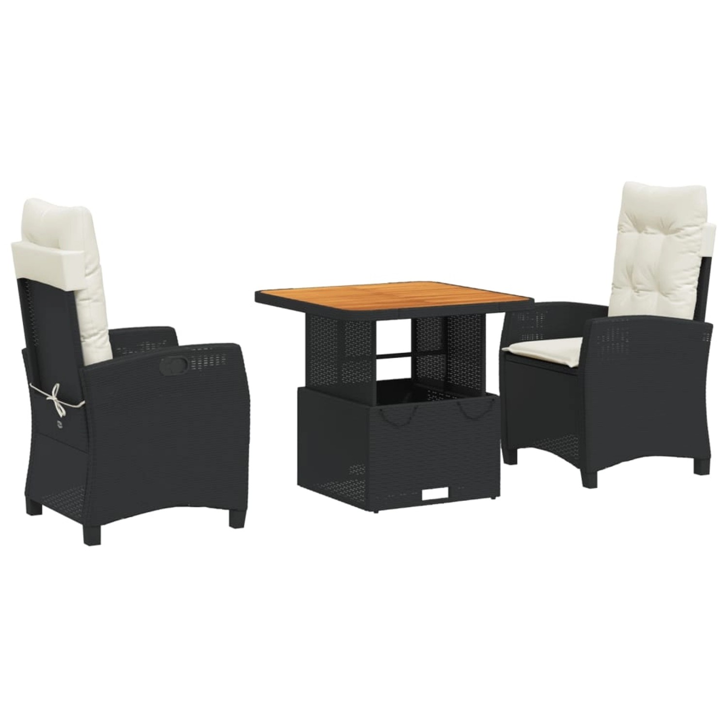 vidaXL 3-Tlg Garten-Essgruppe mit Kissen Schwarz Poly Rattan 3277373 günstig online kaufen
