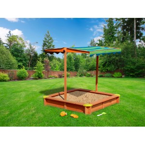 Axi Sandkasten Lily mit Dach, 118x118 cm, aus FSC®-Holz mit Sonnenschutzdach.