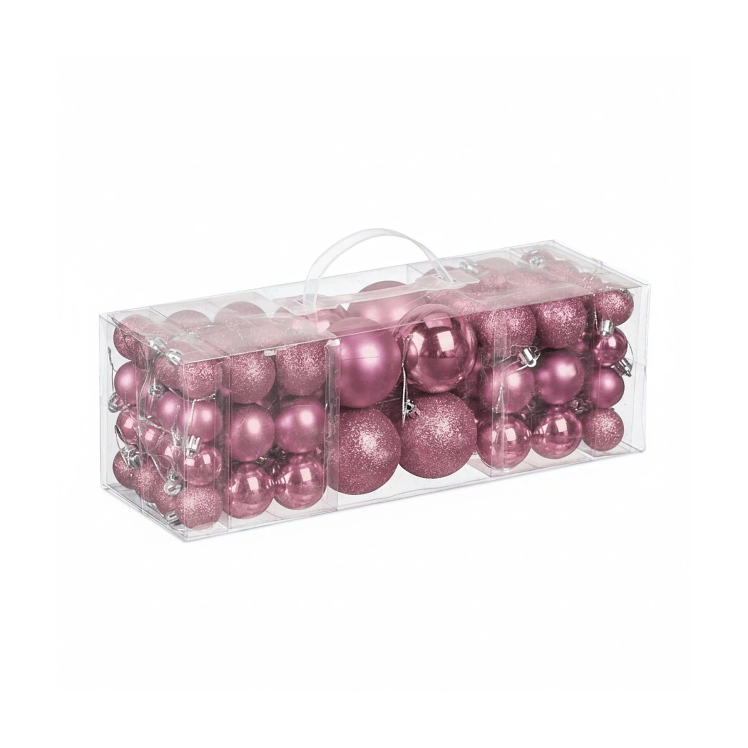 Relaxdays Weihnachtskugeln 76er Set Kunststoff Rosa Bruchsicher 330 g
