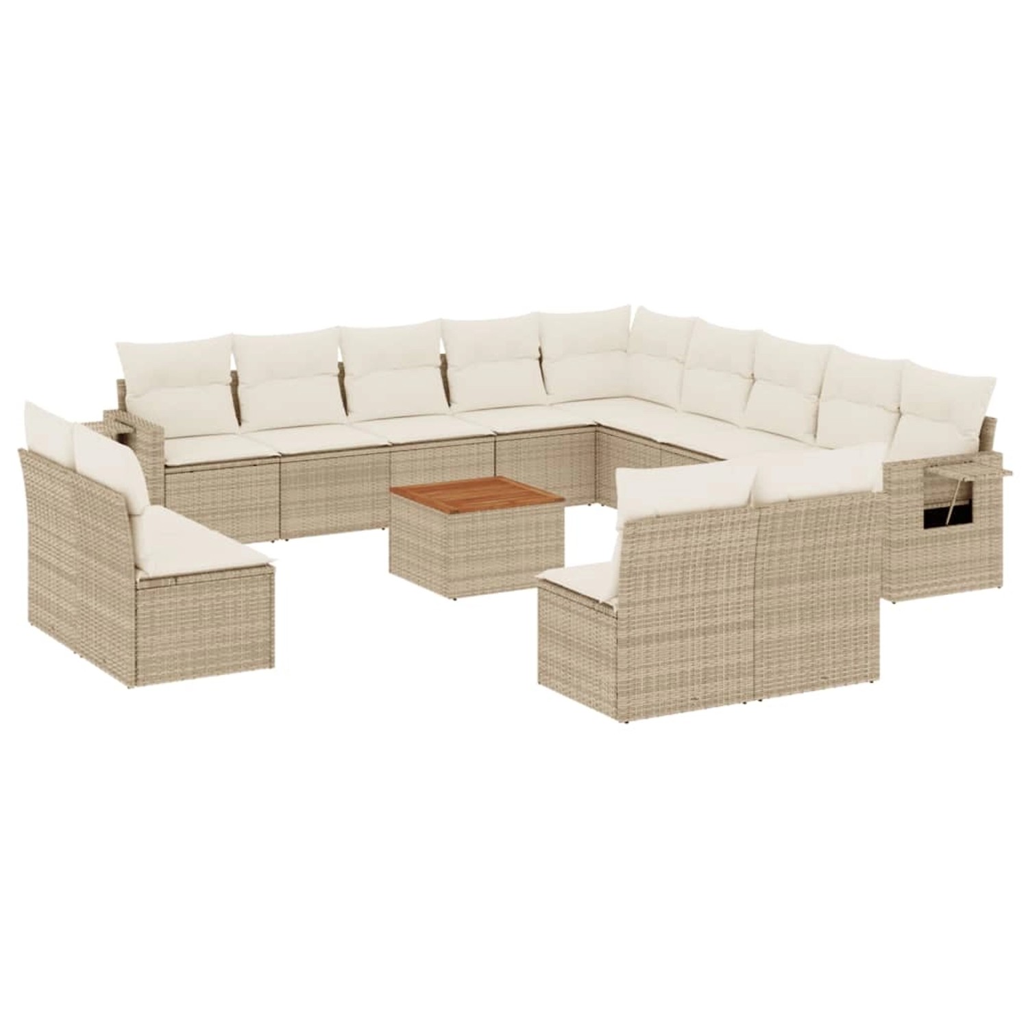 vidaXL 14-Tlg Garten-Sofagarnitur mit Kissen Beige Poly Rattan 3257150 günstig online kaufen