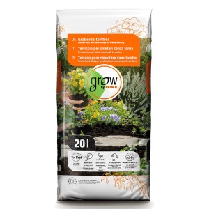 Sack GROW by OBI Graberde Torffrei 20 l, dunkle Pflanzerde für die Grabgestaltung.
