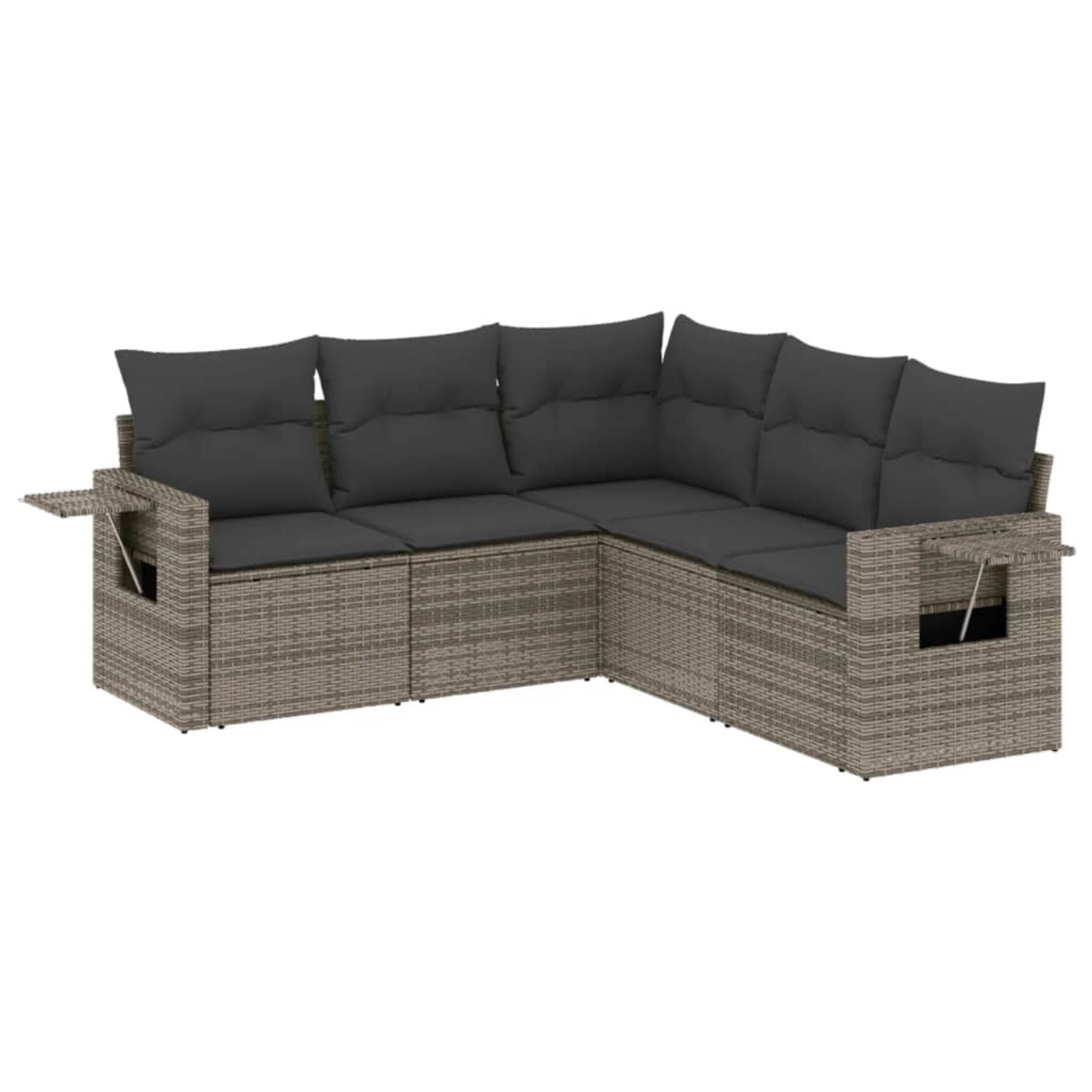 vidaXL 5-Tlg Garten-Sofagarnitur mit Kissen Grau Poly Rattan 3252487 günstig online kaufen