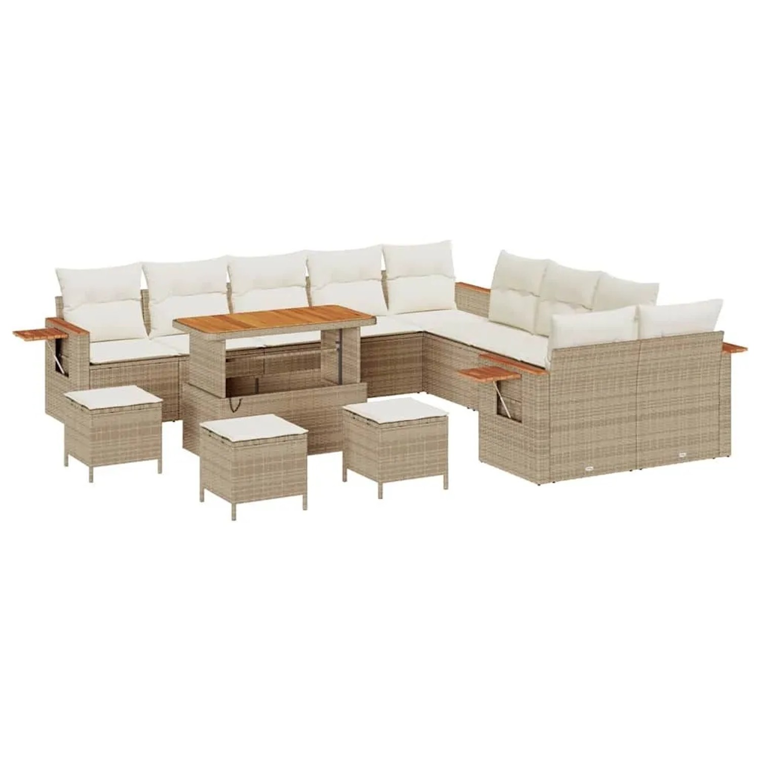 vidaXL Gartensofa-set mit Kissen 18-Tlg Beige und Creme Poly-Rattan 3365191 günstig online kaufen