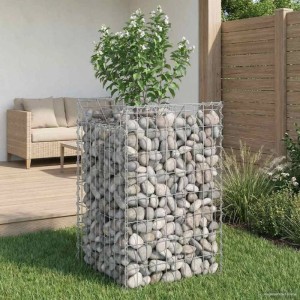 vidaXL Gabionen Hochbeet Silber 50 x 50 x 80 cm Verzinkter Stahl 42033302