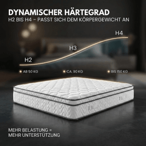 Arensberger Taschenfederkernmatratze Viktoria 160x200cm mit dynamischem Härtegrad.