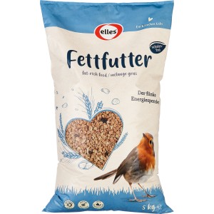 Sack Elles Wildvogelfutter 5 kg: Ganzjahres-Fettfutter mit Erdnüssen und Rosinen für Wildvögel.