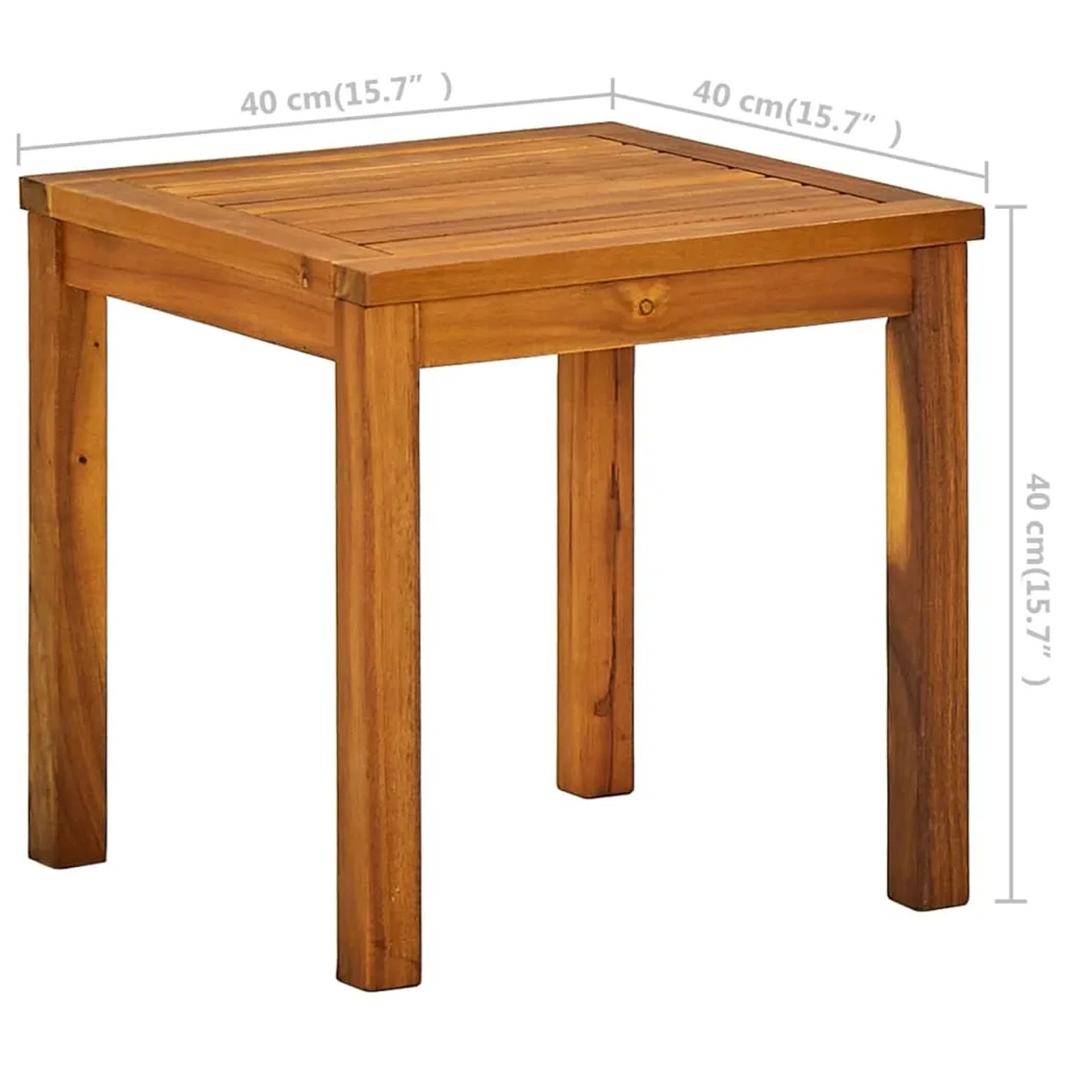 Quadratischer Beistelltisch aus Akazienholz, Teil der vidaXL Sonnenliege mit Tisch Set.