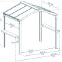 Technische Zeichnung: Palram Canopia Austin BBQ Pavillon, 249x284x180 cm, schwarz, mit Maßen.