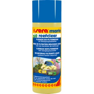 Sera Marin Bio Reefclear, flüssiges Filtermedium für Salzwasseraquarien, 250ml Flasche.