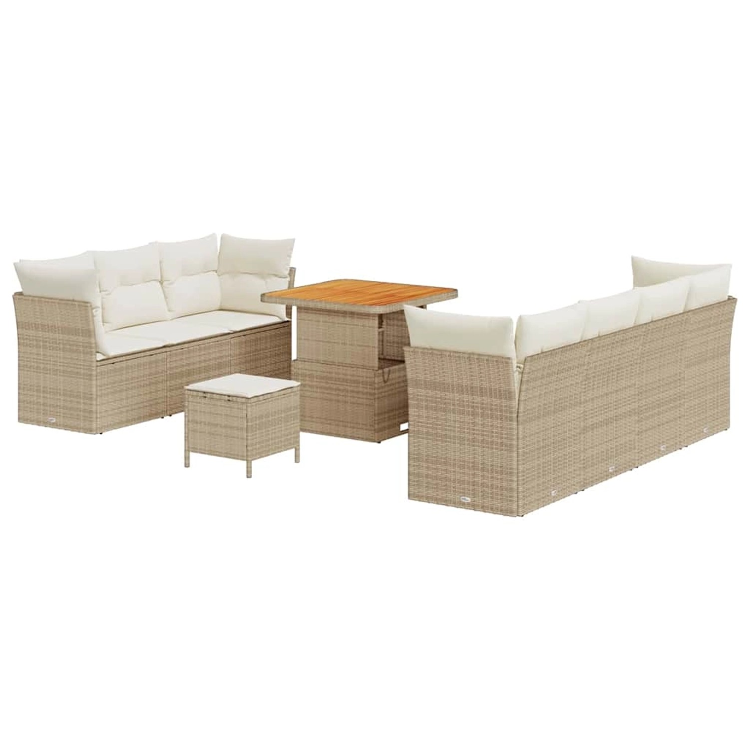 vidaXL 10-Teiliges Garten Sofa Set mit Kissen Beige Poly Rattan Akazie 3361 günstig online kaufen