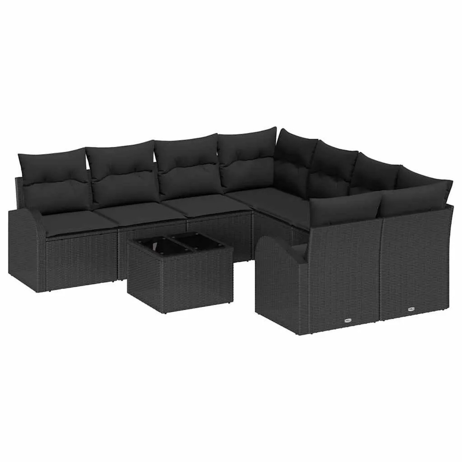 vidaXL Sofa Set mit Kissen mit Speicher 9-Tlg Schwarz Poly-Rattan 3354652 günstig online kaufen