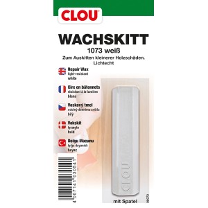 Clou Wachskitt Weiß 15g zum Ausbessern von Holz, inklusive Spatel.