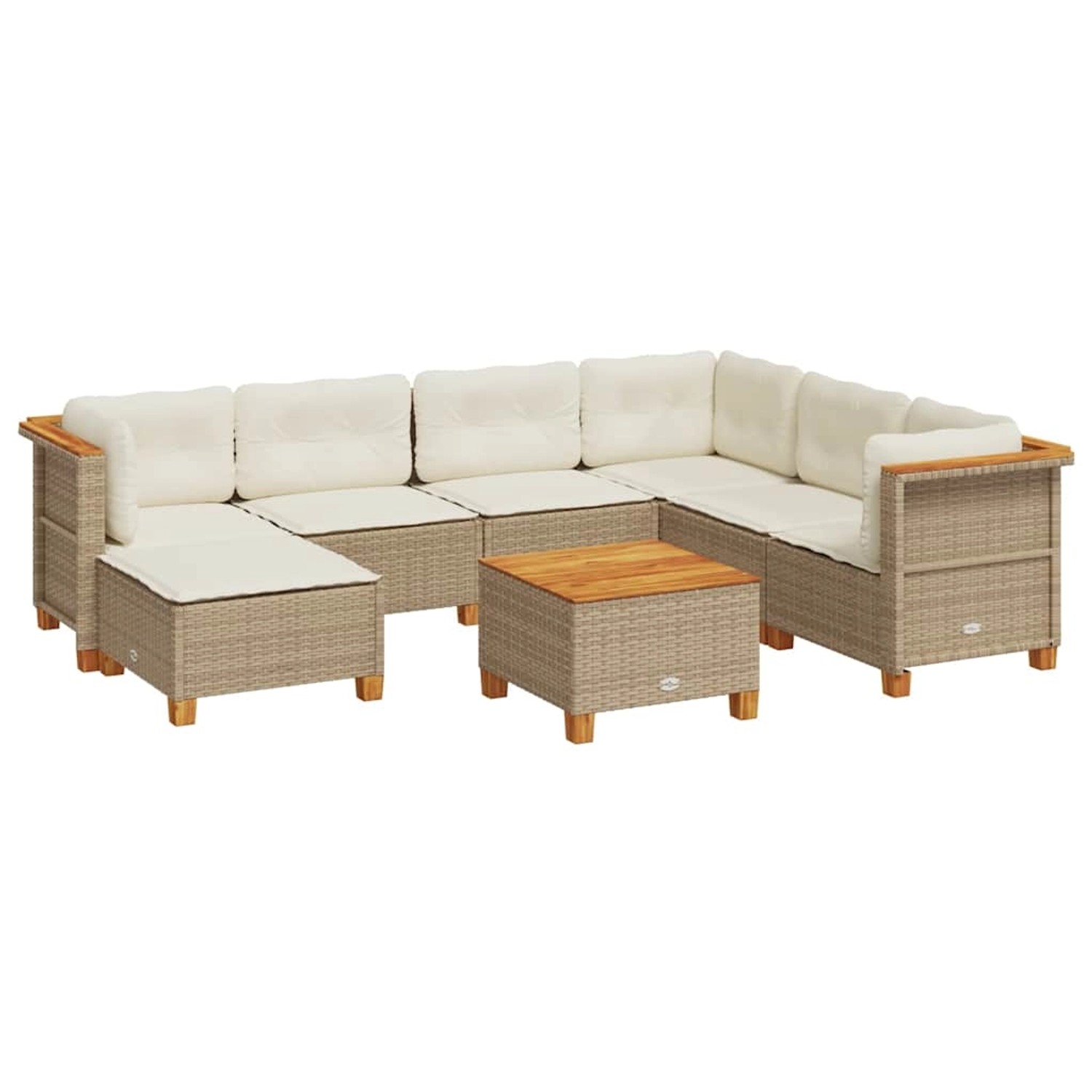 vidaXL 8-Tlg Garten-Sofagarnitur mit Kissen Beige Poly Rattan 3261943 günstig online kaufen