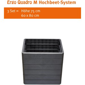 Garantia Hochbeet-System Ergo Quadro M Stone, Kunststoff-Hochbeet in Steinoptik, 60x80x25cm.