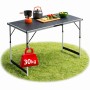 Höhenverstellbarer, klappbarer Campingtisch 100x60 cm, vielseitig als Markt- oder Gartentisch nutzbar.