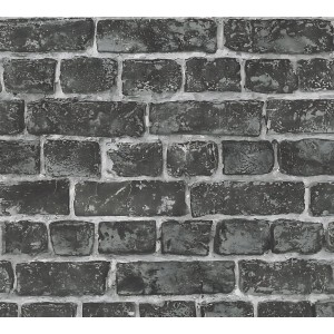 PROFHOME Vliestapete in Steinoptik, schwarz-grau, für Wandgestaltung mit Kacheln.