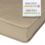 Nahaufnahme einer beigen Hollywoodschaukelauflage, 180x50cm, mit OEKO-TEX Standard 100 Label. Sitzkissen.