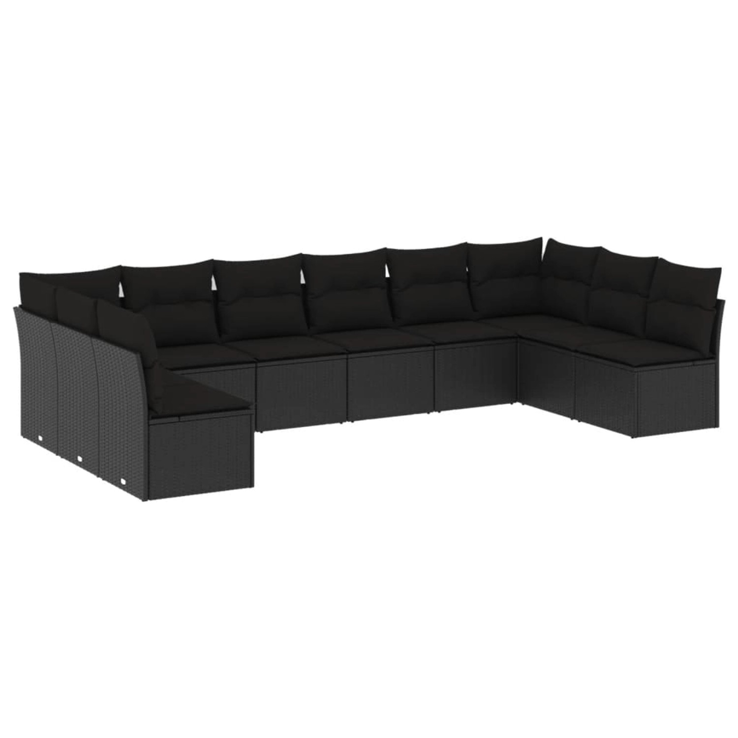 vidaXL 10-tlg Garten-Sofagarnitur mit Kissen Schwarz Poly Rattan Modell 28 günstig online kaufen