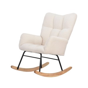 PXloue Schaukelstuhl mit Holzkufen Schaukelsessel aus Samt für Wohnzimmer