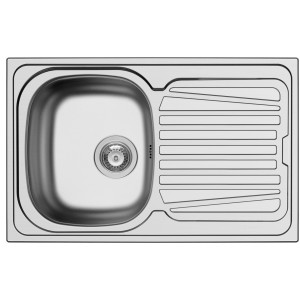 Pyramis Einbauspüle Sparta (79x50) aus Edelstahl mit einem Becken und einer Abtropffläche.