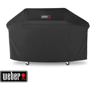 Schwarze Weber Premium Abdeckhaube für Genesis 400er Grill, schützt vor Wind und Wetter.
